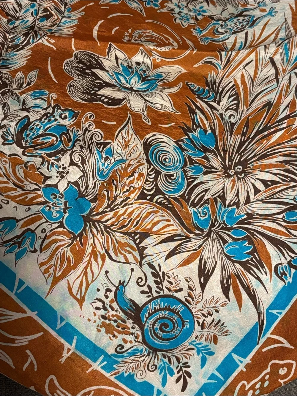 Vintage Brico folk art silk scarf